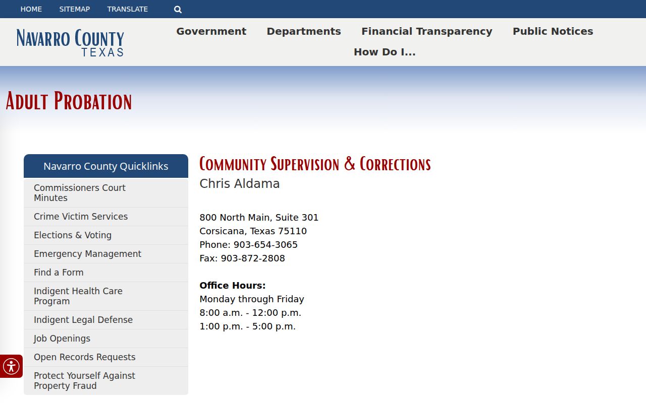 Navarro County criminal supervision and adult probation office