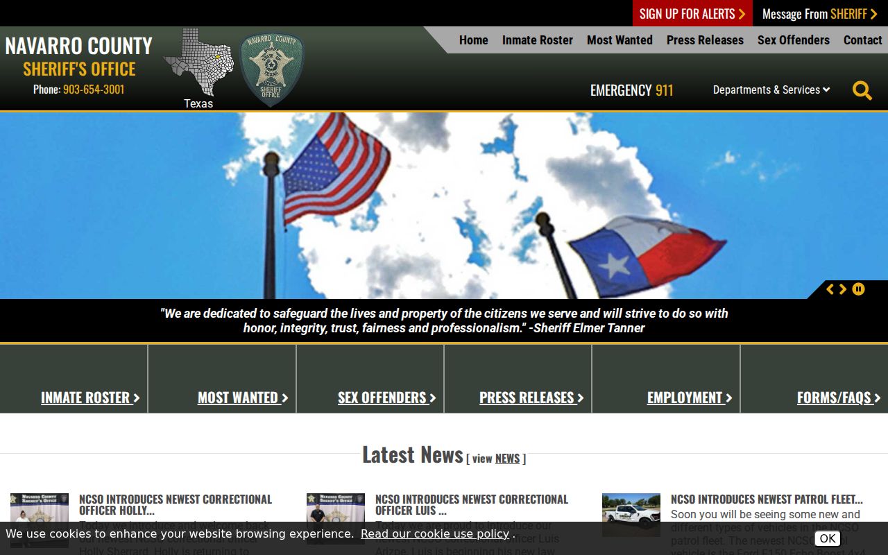 Navarro County Sheriff's Office criminal and booking record channels